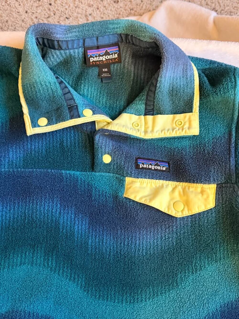 Patagonia Synchilla fleece pullover XXS blue green